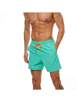 TENMET Men's Beach Shorts Swim Trunk Mesh Lining Quick Dry Side Pockets Casual Surf Yoga Water Jogging Training Lightweight