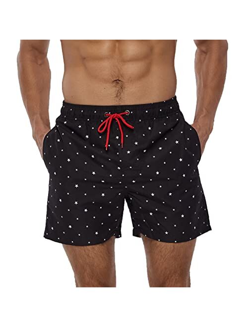 TENMET Men's Beach Shorts Swim Trunk Mesh Lining Quick Dry Side Pockets Casual Surf Yoga Water Jogging Training Lightweight