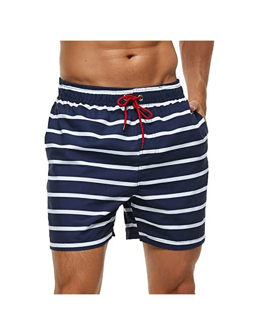 TENMET Men's Beach Shorts Swim Trunk Mesh Lining Quick Dry Side Pockets Casual Surf Yoga Water Jogging Training Lightweight