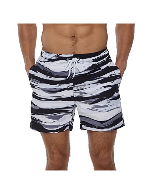 TENMET Men's Beach Shorts Swim Trunk Mesh Lining Quick Dry Side Pockets Casual Surf Yoga Water Jogging Training Lightweight