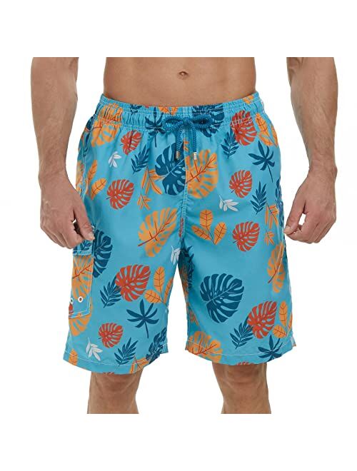 SIX ISLANDS Mens Swim Trunks Recycled Plastic Fabric 9 Inches Long Big and Tall Bathing Suit Boarshorts