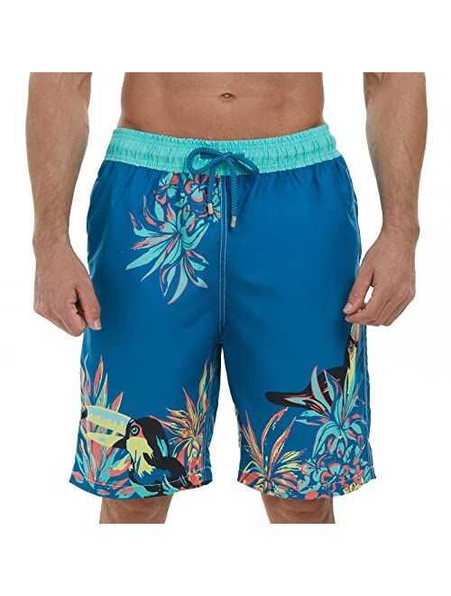 SIX ISLANDS Mens Swim Trunks Recycled Plastic Fabric 9 Inches Long Big and Tall Bathing Suit Boarshorts