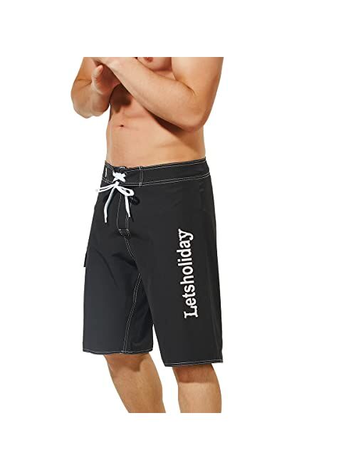 LETSHOLIDAY Mens Swim Trunks Quick Dry Swimwear Beach Shorts with Side Pockets