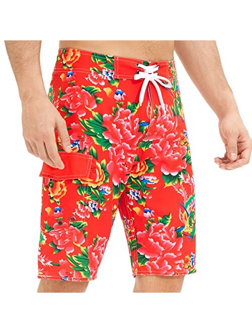 LETSHOLIDAY Mens Swim Trunks Quick Dry Swimwear Beach Shorts with Side Pockets