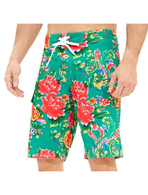 LETSHOLIDAY Mens Swim Trunks Quick Dry Swimwear Beach Shorts with Side Pockets