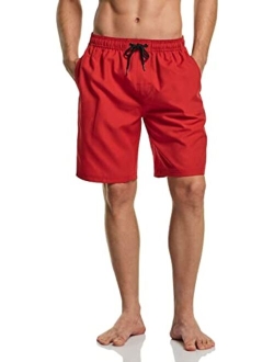 Men's 11 Inches Swim Trunks, Quick Dry Beach Board Shorts, Bathing Suits with Inner Mesh Lining and Pocket