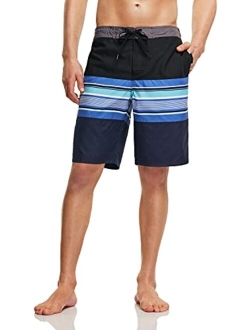 Men's 11 Inches Swim Trunks, Quick Dry Beach Board Shorts, Bathing Suits with Inner Mesh Lining and Pocket