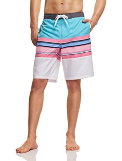 Men's 11 Inches Swim Trunks, Quick Dry Beach Board Shorts, Bathing Suits with Inner Mesh Lining and Pocket