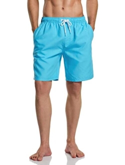 Men's 11 Inches Swim Trunks, Quick Dry Beach Board Shorts, Bathing Suits with Inner Mesh Lining and Pocket