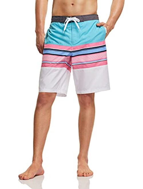 ATHLIO Men's 11 Inches Swim Trunks, Quick Dry Beach Board Shorts, Bathing Suits with Inner Mesh Lining and Pocket