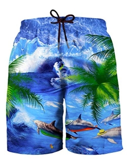 Hgvoetty Men's Board Shorts 3D Graphic Swim Trunks Colorful Novelty Swimwear with Pockets