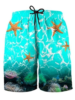 Hgvoetty Men's Board Shorts 3D Graphic Swim Trunks Colorful Novelty Swimwear with Pockets