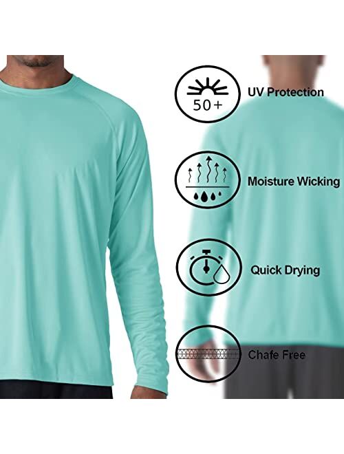 KEFITEVD Men's UV Sun Protection UPF 50+ Shirts Long Sleeve Rash Guard Workout Quick Dry Shirt for Hiking Fishing Swimming