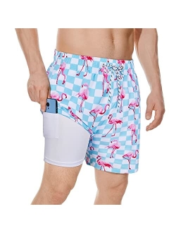 American Trends Men's Swim Trunks Quick Dry Mens Swimming Trunks with Compression Liner Stretch Board Shorts