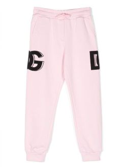 Kids logo-patch cotton track pants