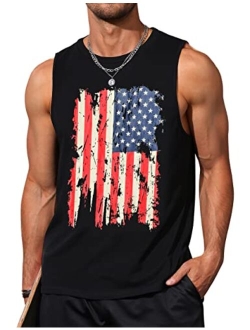 Gosuif American Flag Tank Tops for Men 4th of July Shirts Sleeveless Muscle Tank Top Graphic 1776 Gym Workout Patriotic Tank Top