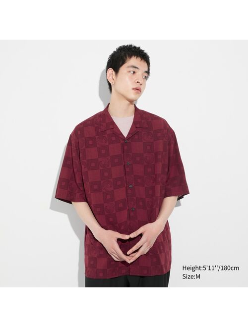 UNIQLO Shochiku Kabuki Open Collar Short-Sleeve Shirt