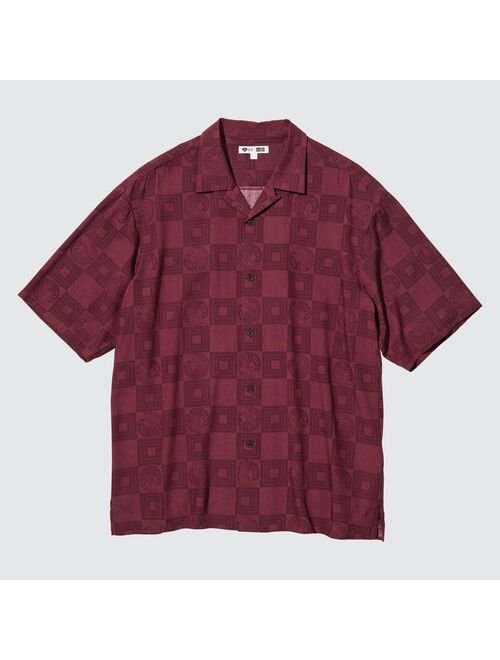 UNIQLO Shochiku Kabuki Open Collar Short-Sleeve Shirt