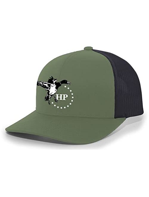 Heritage Pride HP Black & White Duck and Stars Mesh Back Embroidered Trucker Hat Baseball Cap