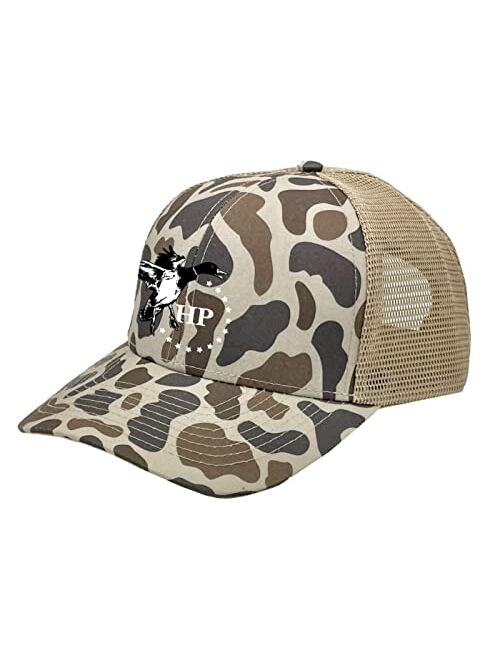 Heritage Pride HP Black & White Duck and Stars Mesh Back Embroidered Trucker Hat Baseball Cap