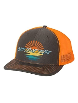 Retro Sunset Mens Embroidered Mesh Back Trucker Hat