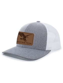 Flying Eagle Engraved Leather Patch Mens Trucker Hat Baseball Cap