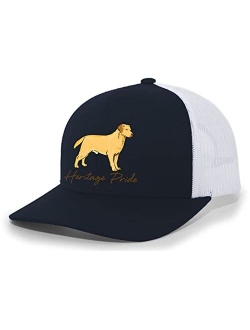 Canine Collection Yellow Lab Labrador Retriever Hunting Dog Mens Embroidered Mesh Back Trucker Hat