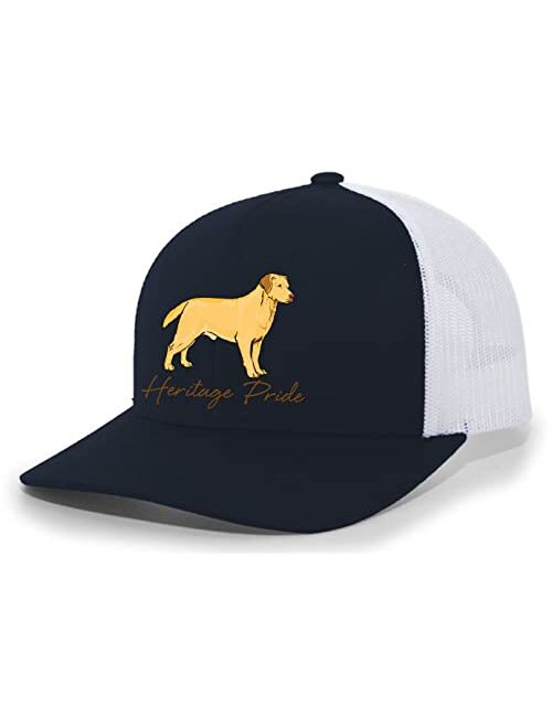 Heritage Pride Canine Collection Yellow Lab Labrador Retriever Hunting Dog Mens Embroidered Mesh Back Trucker Hat