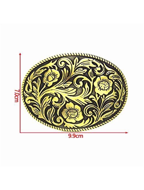 MASOP VOGU Antique Engraved Flower Solid Metal Belt Buckle Men Women Western Cowboy