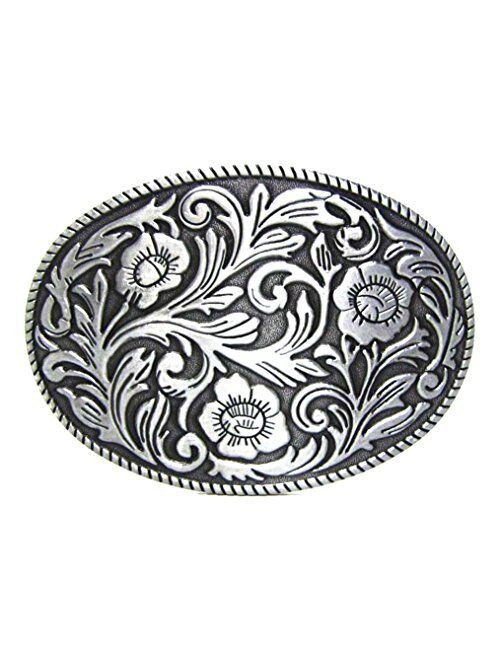 MASOP VOGU Antique Engraved Flower Solid Metal Belt Buckle Men Women Western Cowboy