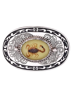 HUABOLA CALYN Belt Buckle for Men- Unique Luminous Stone Native American White 3D Scorpion Animal Belt Buckle for Women