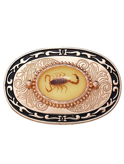 HUABOLA CALYN Belt Buckle for Men- Unique Luminous Stone Native American White 3D Scorpion Animal Belt Buckle for Women