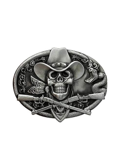 YOQUCOL QUKE Western Cowboy Skull with Rifles Guns Belt Buckle