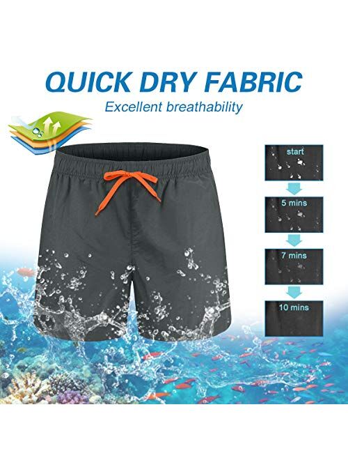 Freetrack Mens Swim Trunks Quick Dry Bathing Suits Board Shorts Mesh Lining Swimwear with Pockets