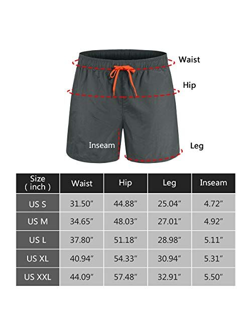 Freetrack Mens Swim Trunks Quick Dry Bathing Suits Board Shorts Mesh Lining Swimwear with Pockets