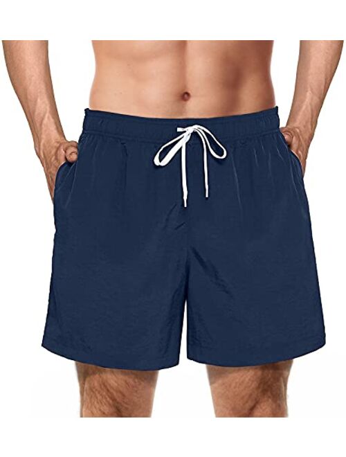 Freetrack Mens Swim Trunks Quick Dry Bathing Suits Board Shorts Mesh Lining Swimwear with Pockets