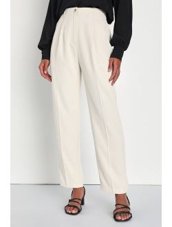 Sophisticated Company Ivory Straight Leg Trouser Pants