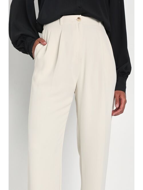 Lulus Sophisticated Company Ivory Straight Leg Trouser Pants