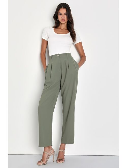 Lulus Sophisticated Company Ivory Straight Leg Trouser Pants