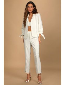 Endearing Romance Ivory Slim Leg Trouser Pants