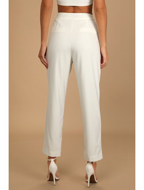 Lulus Endearing Romance Ivory Slim Leg Trouser Pants