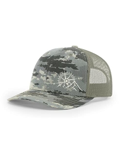 Trenz Shirt Company Men's Outdoors Mountain Scenic Forest Compass Woodland Embroidered Mesh Back Trucker Hat