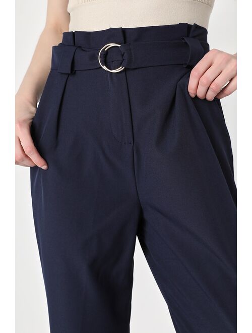 Lulus Curated Aesthetic Navy Blue Straight Leg Trouser Pants