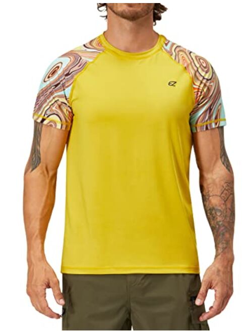 Ezrun Men's Short Sleeve Swim Shirts Quick Dry Rash Guard UPF 50+ UV Sun Protection T-Shirt Beach Fishing Water Shirts