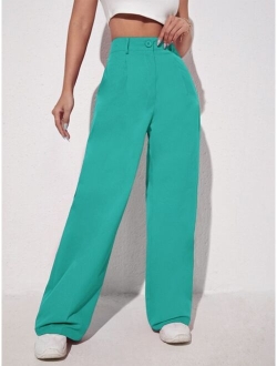 EZwear Solid Slant Pocket Wide Leg Pants