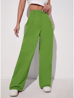 EZwear Solid Slant Pocket Wide Leg Pants