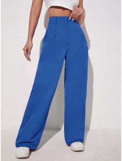 EZwear Solid Slant Pocket Wide Leg Pants