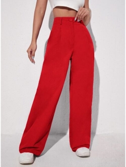 EZwear Solid Slant Pocket Wide Leg Pants