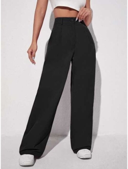 EZwear Solid Slant Pocket Wide Leg Pants