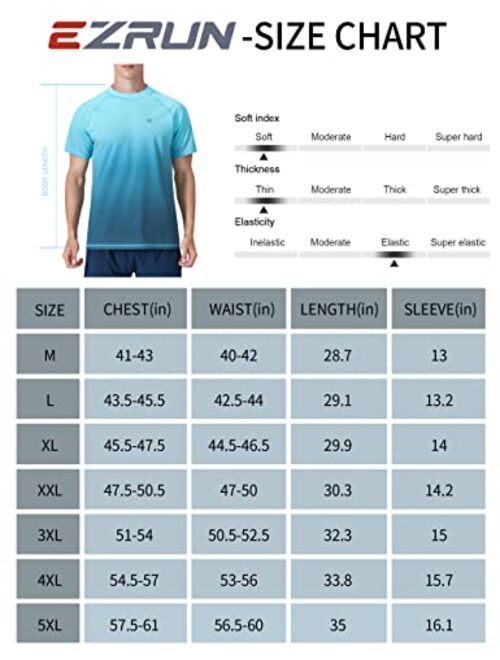 Ezrun Men's Rash Guard Swim Shirts Summer UPF 50+ UV Sun Protection Quick Dry Beach Fishing Water Shirts T Shirts for Men